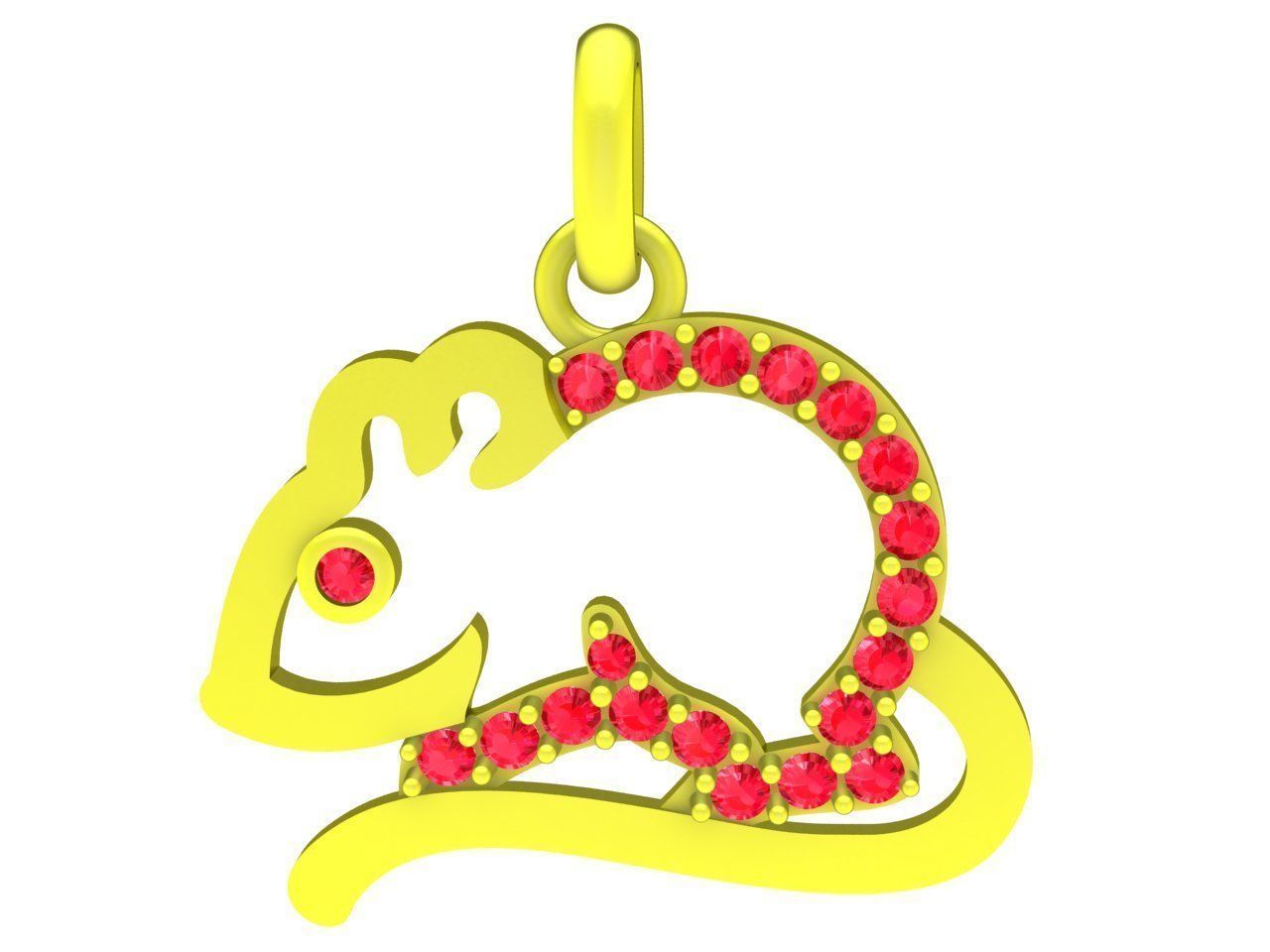 A4666 Diamond Mouse Pendant 3D Model 3D print model_1