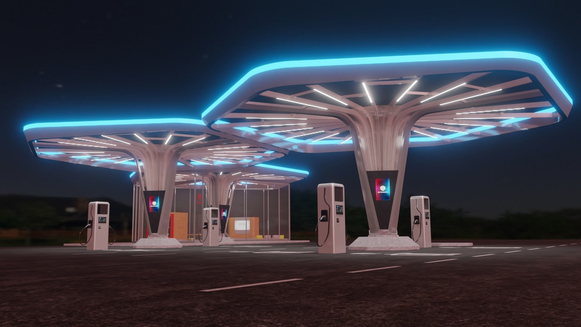 Electric Vehicle Charging Station 4 3D model_6