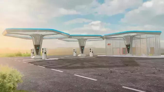 Electric Vehicle Charging Station 4 3D model
