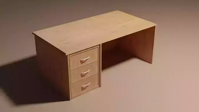 Wooden table with three drawers