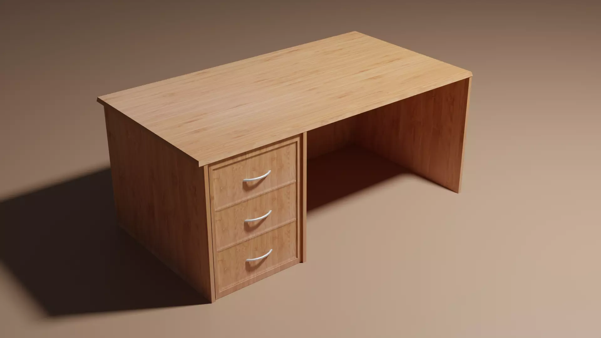 Wooden table with three drawers 3D model