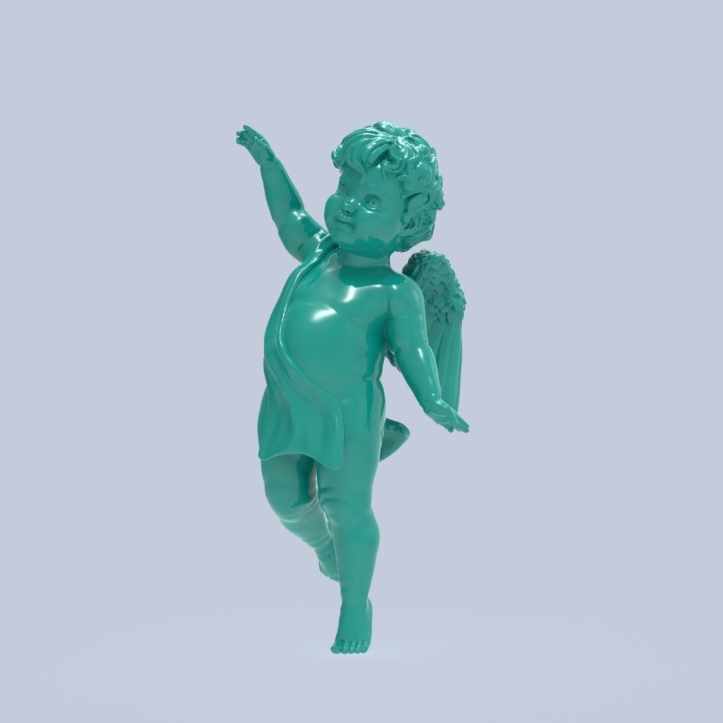 Dancing little angel with base without base 3D print model_7