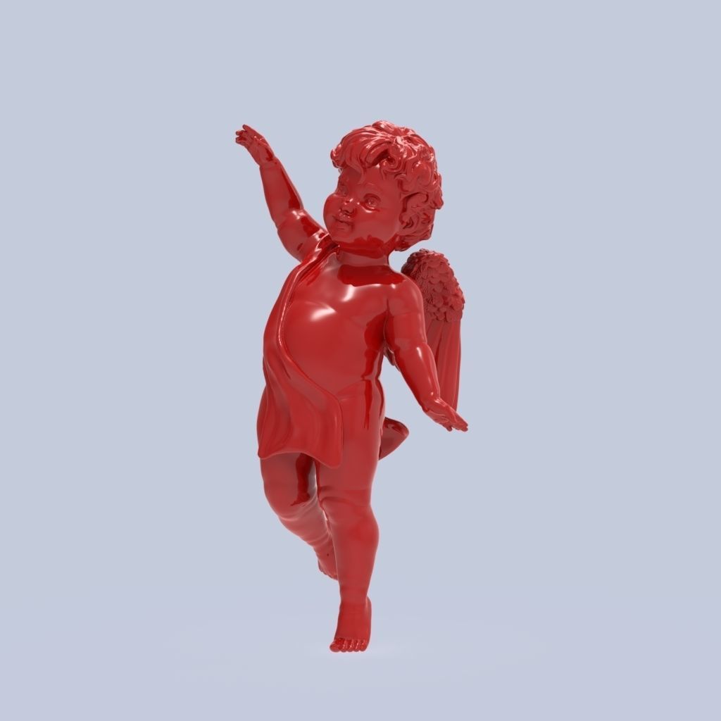 Dancing little angel with base without base 3D print model_6