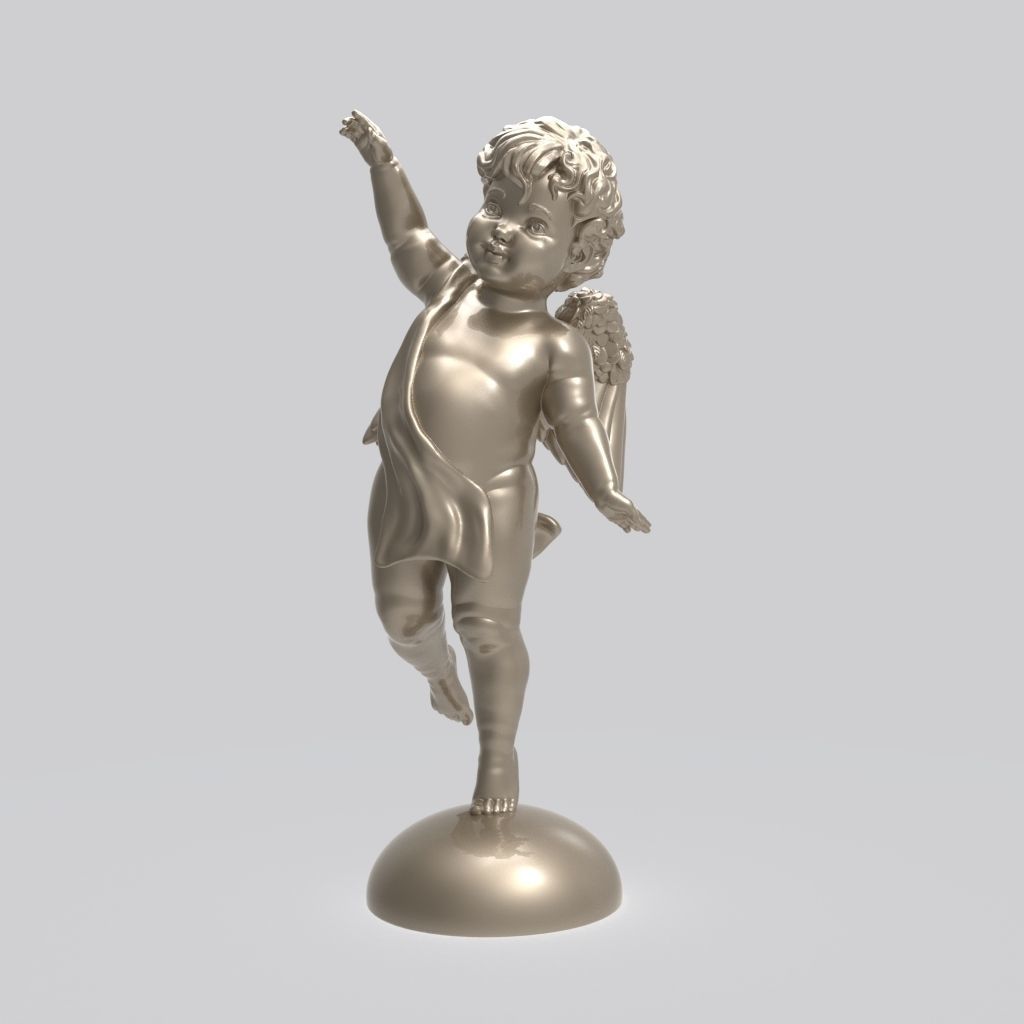 Dancing little angel with base without base 3D print model_21