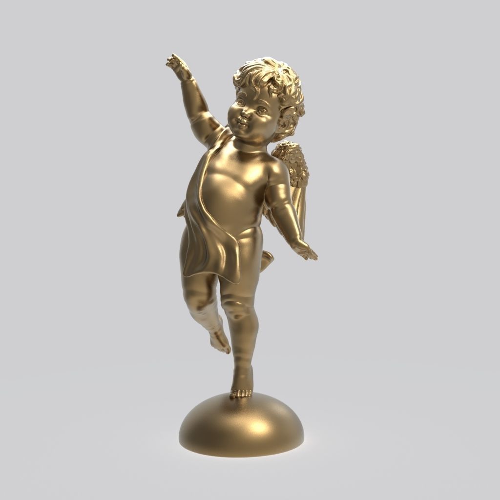 Dancing little angel with base without base 3D print model_22