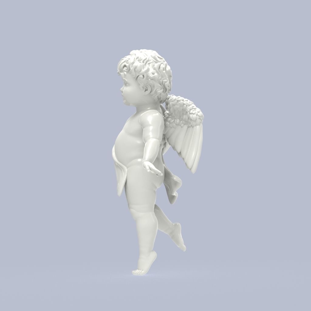 Dancing little angel with base without base 3D print model_2