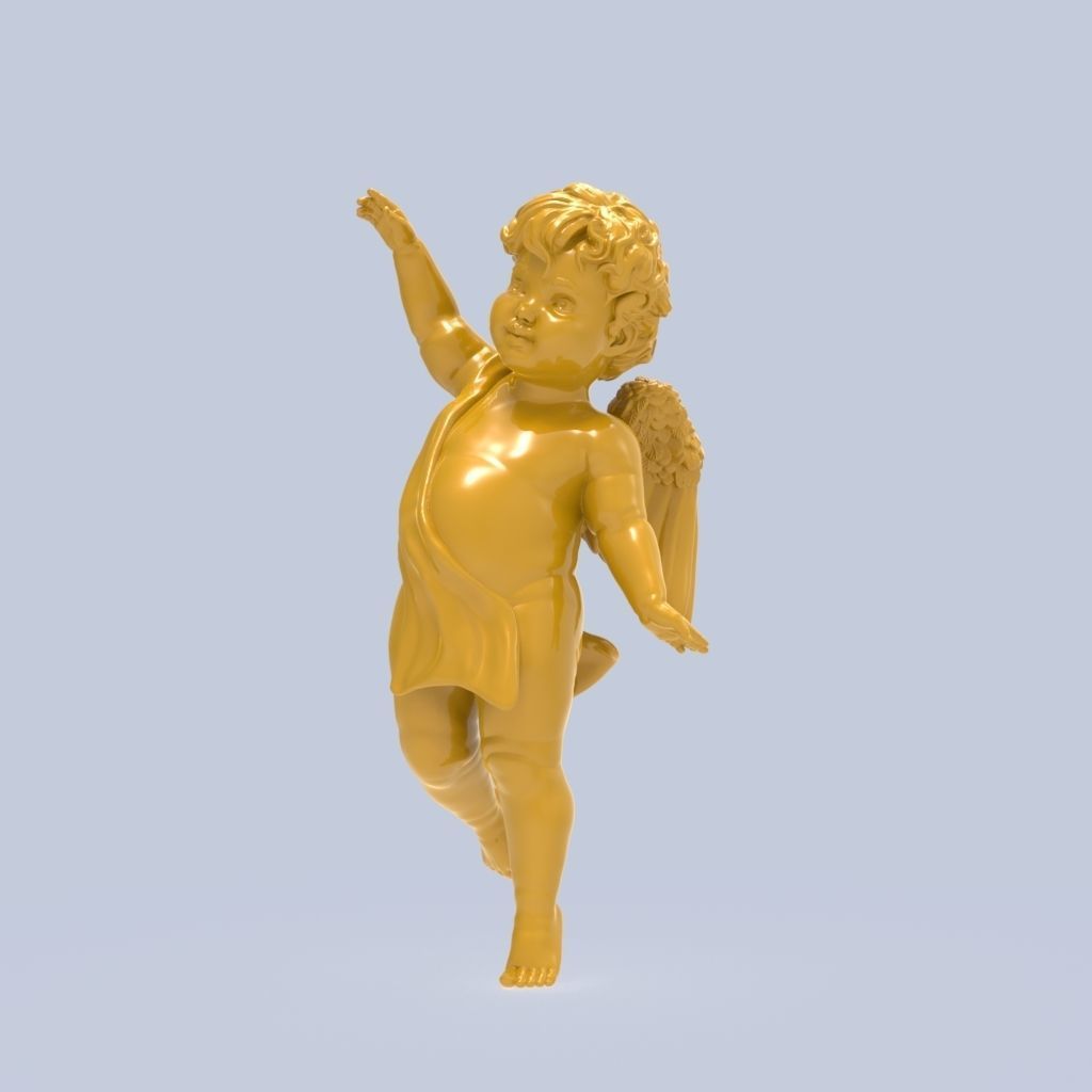 Dancing little angel with base without base 3D print model_17