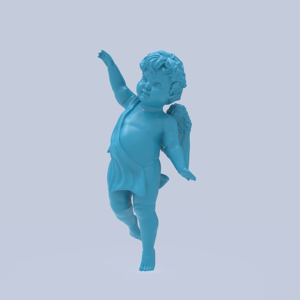 Dancing little angel with base without base 3D print model_10