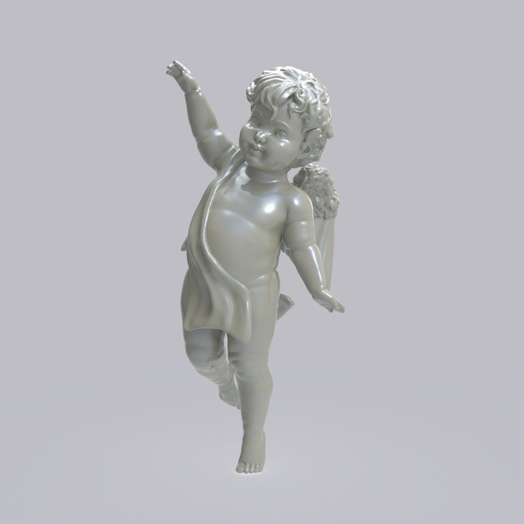 Dancing little angel with base without base 3D print model_11