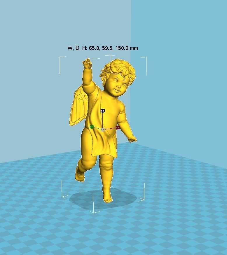 Dancing little angel with base without base 3D print model_24