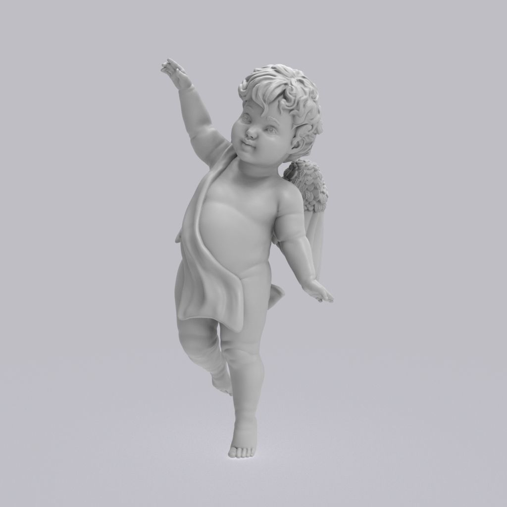 Dancing little angel with base without base 3D print model_15