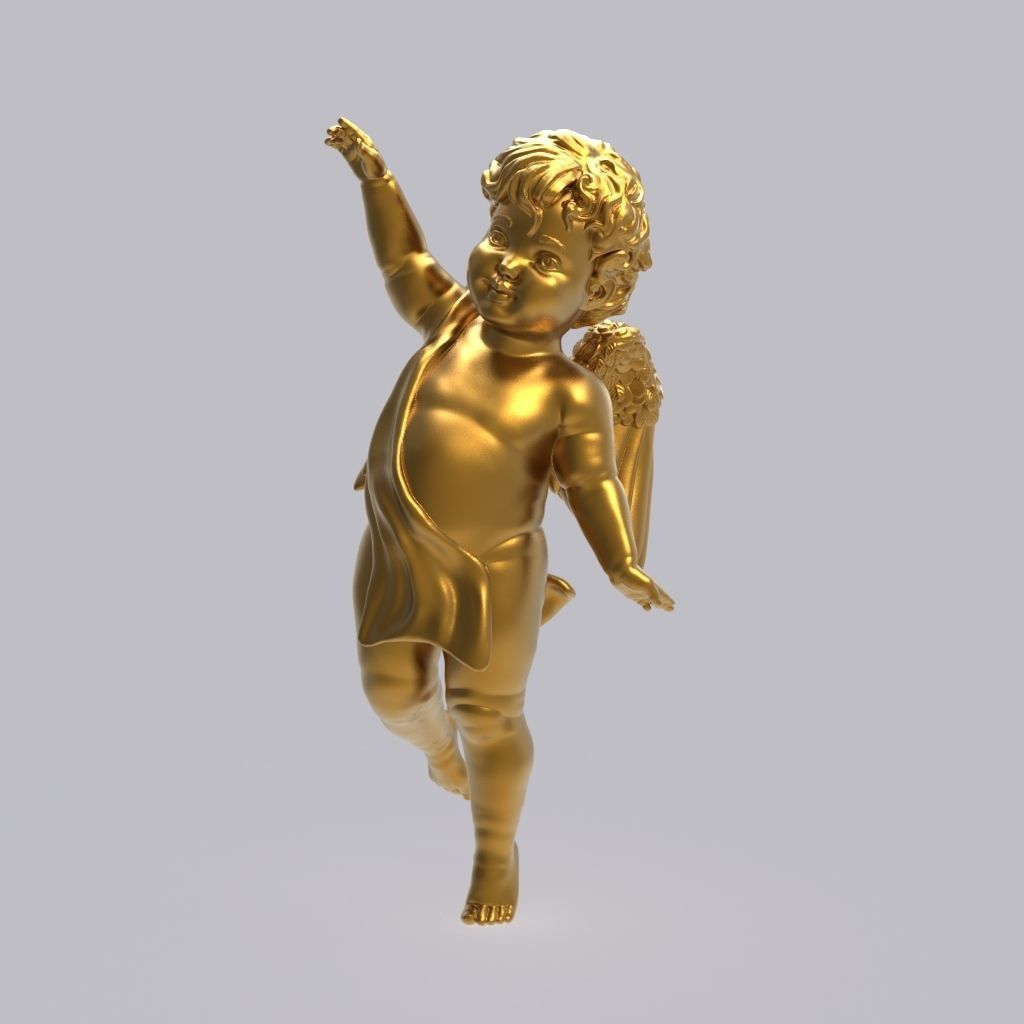 Dancing little angel with base without base 3D print model_12