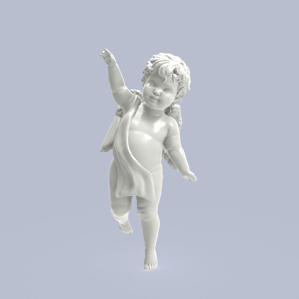 Dancing little angel with base without base 3D print model_4