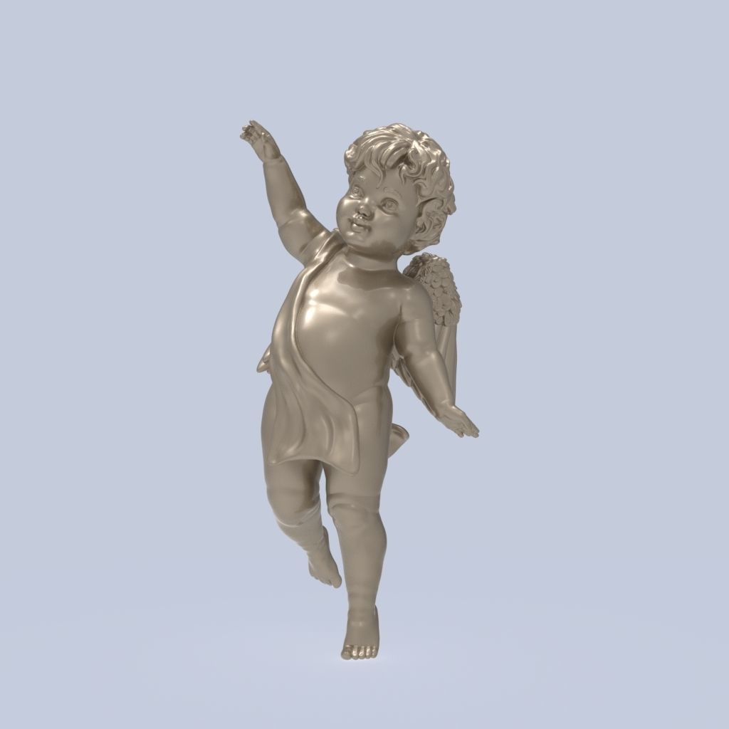 Dancing little angel with base without base 3D print model_9