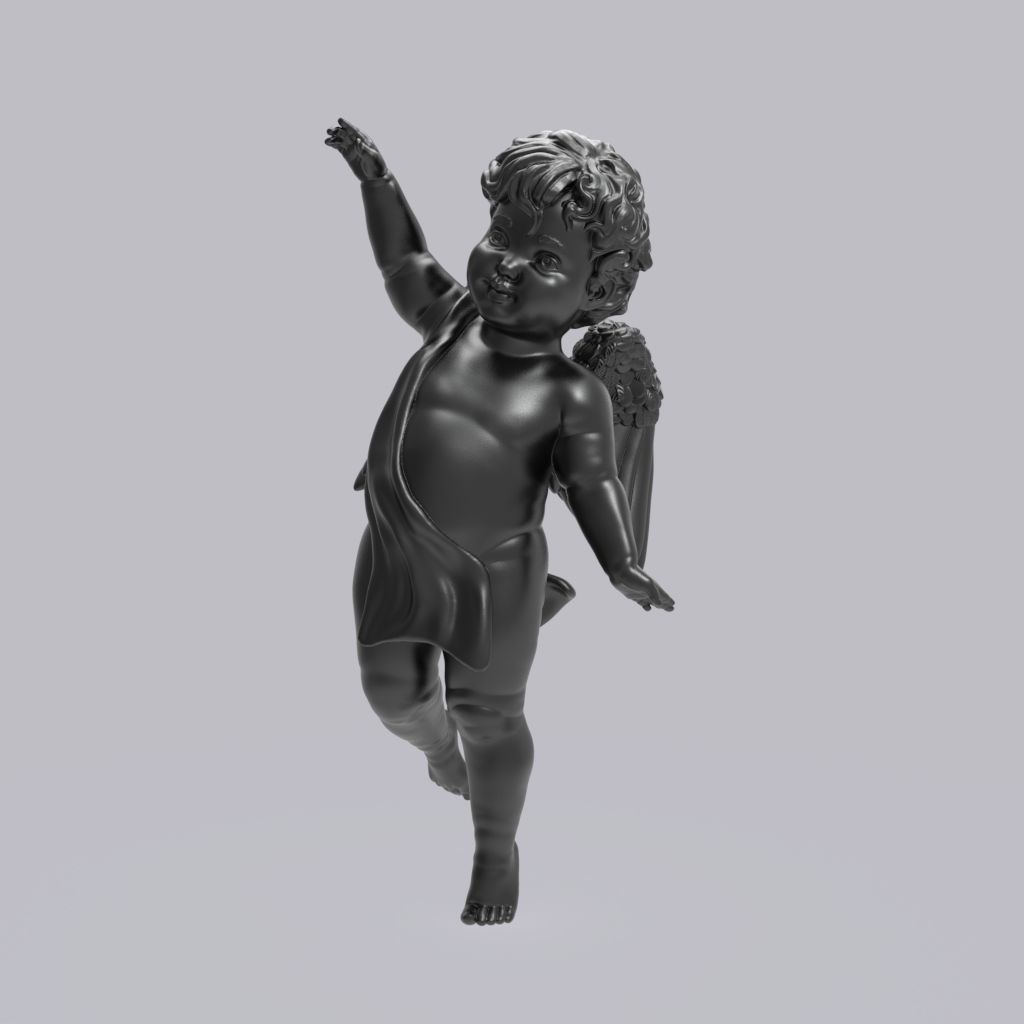 Dancing little angel with base without base 3D print model_14