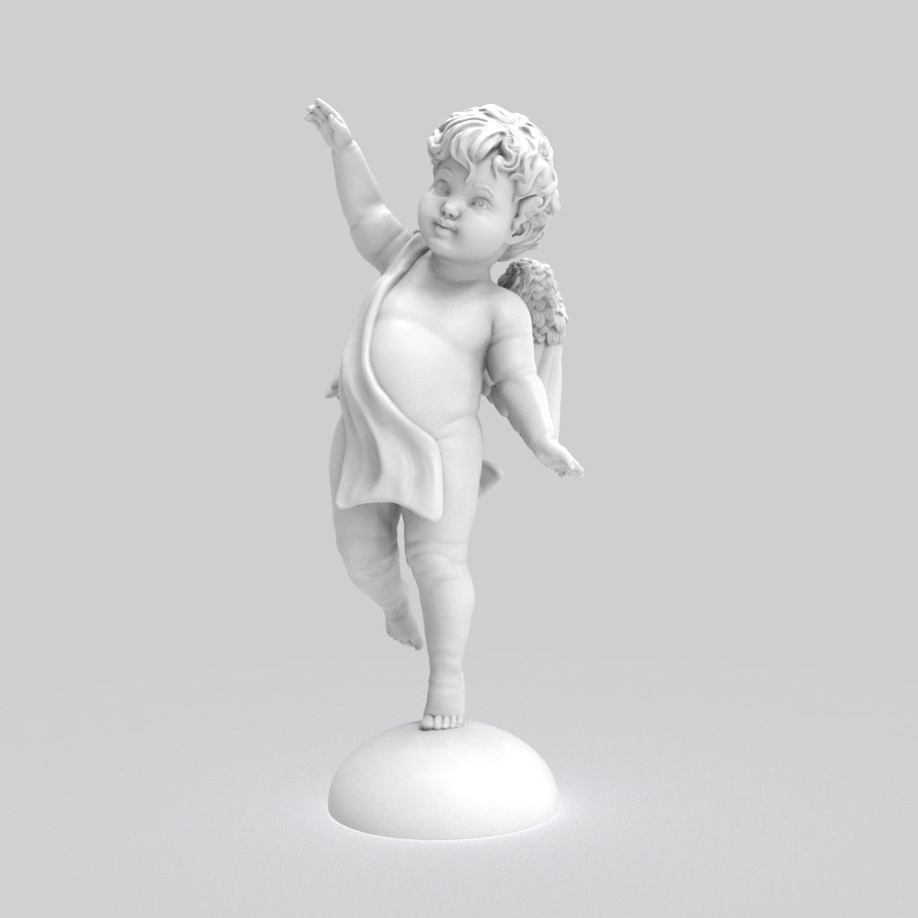 Dancing little angel with base without base 3D print model_19