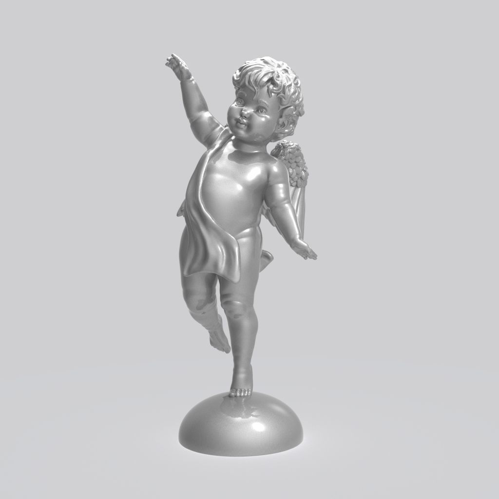 Dancing little angel with base without base 3D print model_23