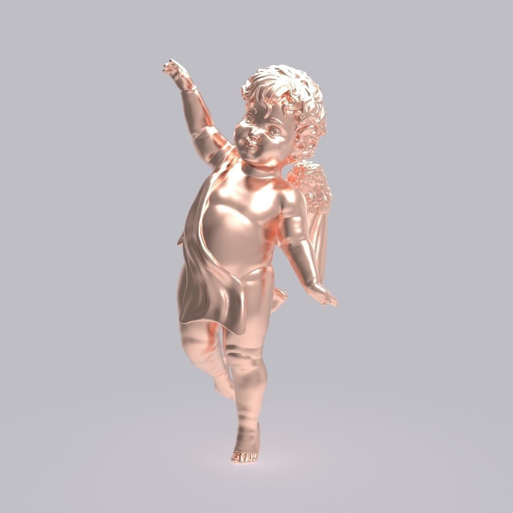Dancing little angel with base without base 3D print model_13