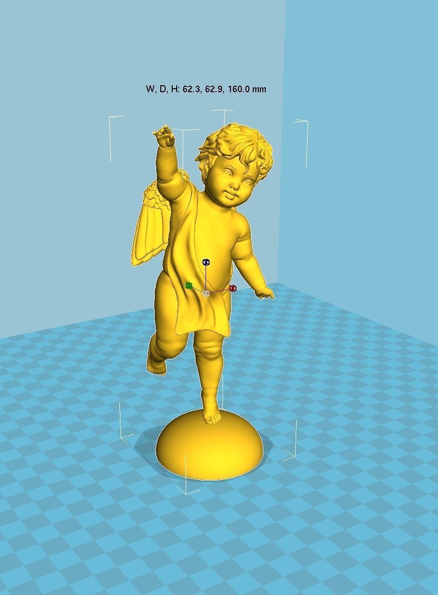 Dancing little angel with base without base 3D print model_25