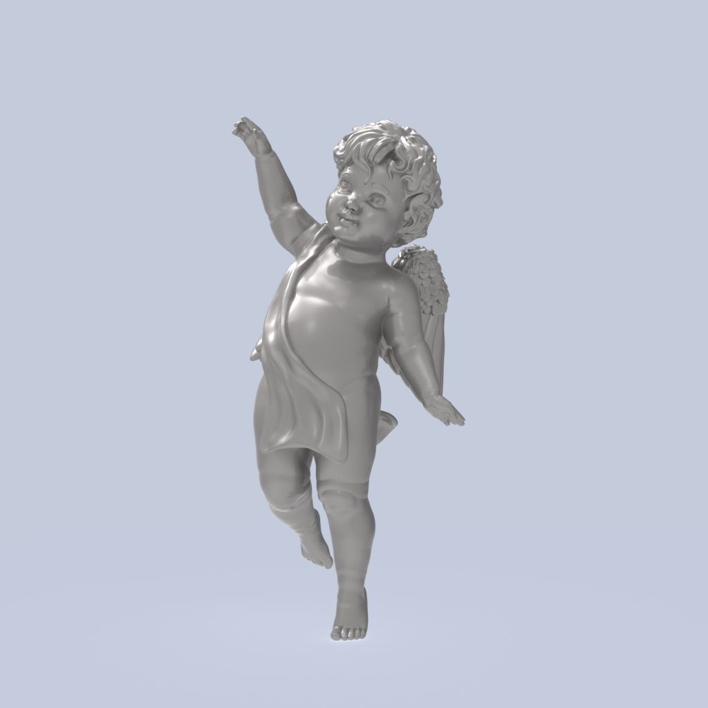 Dancing little angel with base without base 3D print model_16