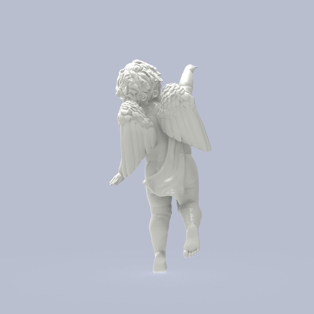 Dancing little angel with base without base 3D print model_3