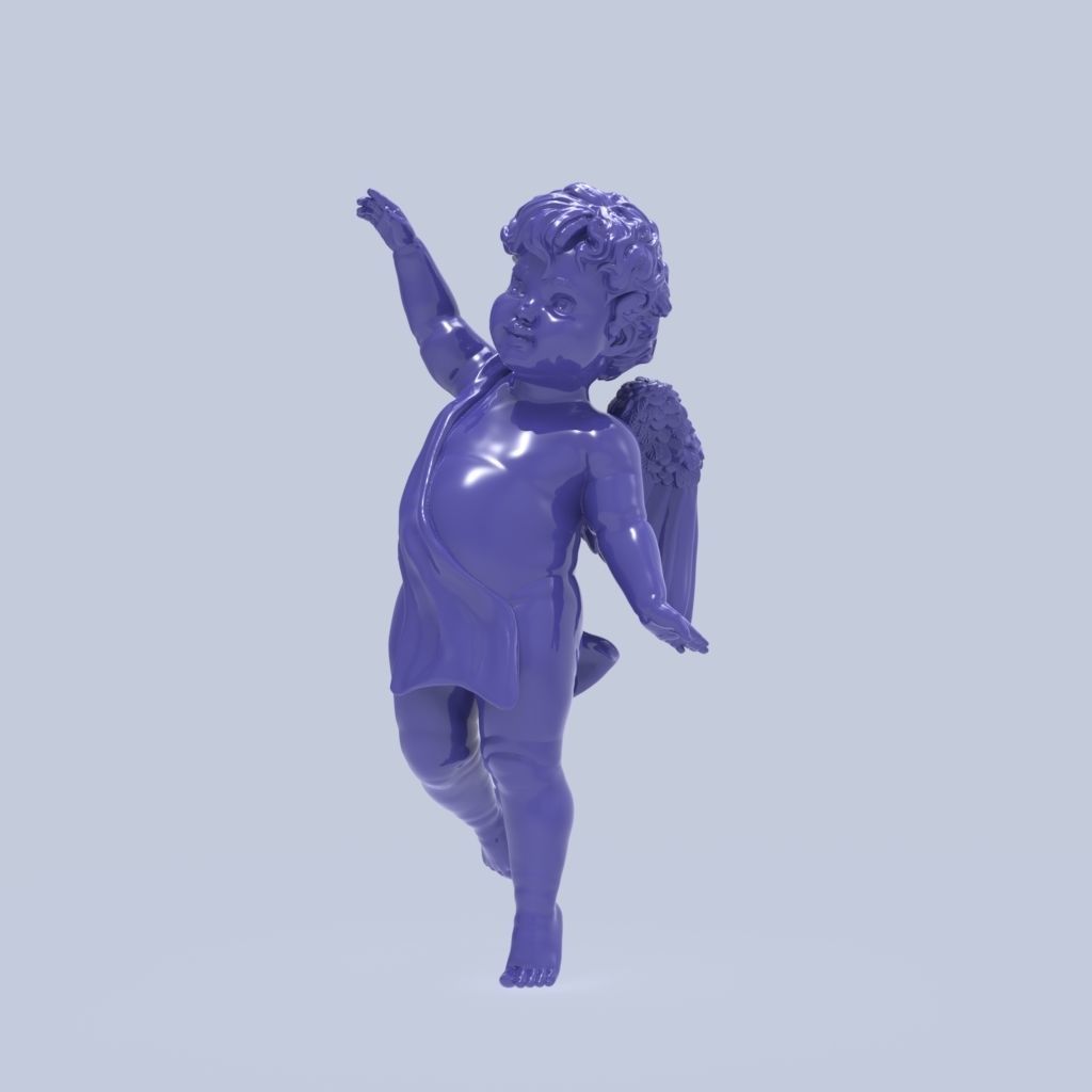 Dancing little angel with base without base 3D print model_18