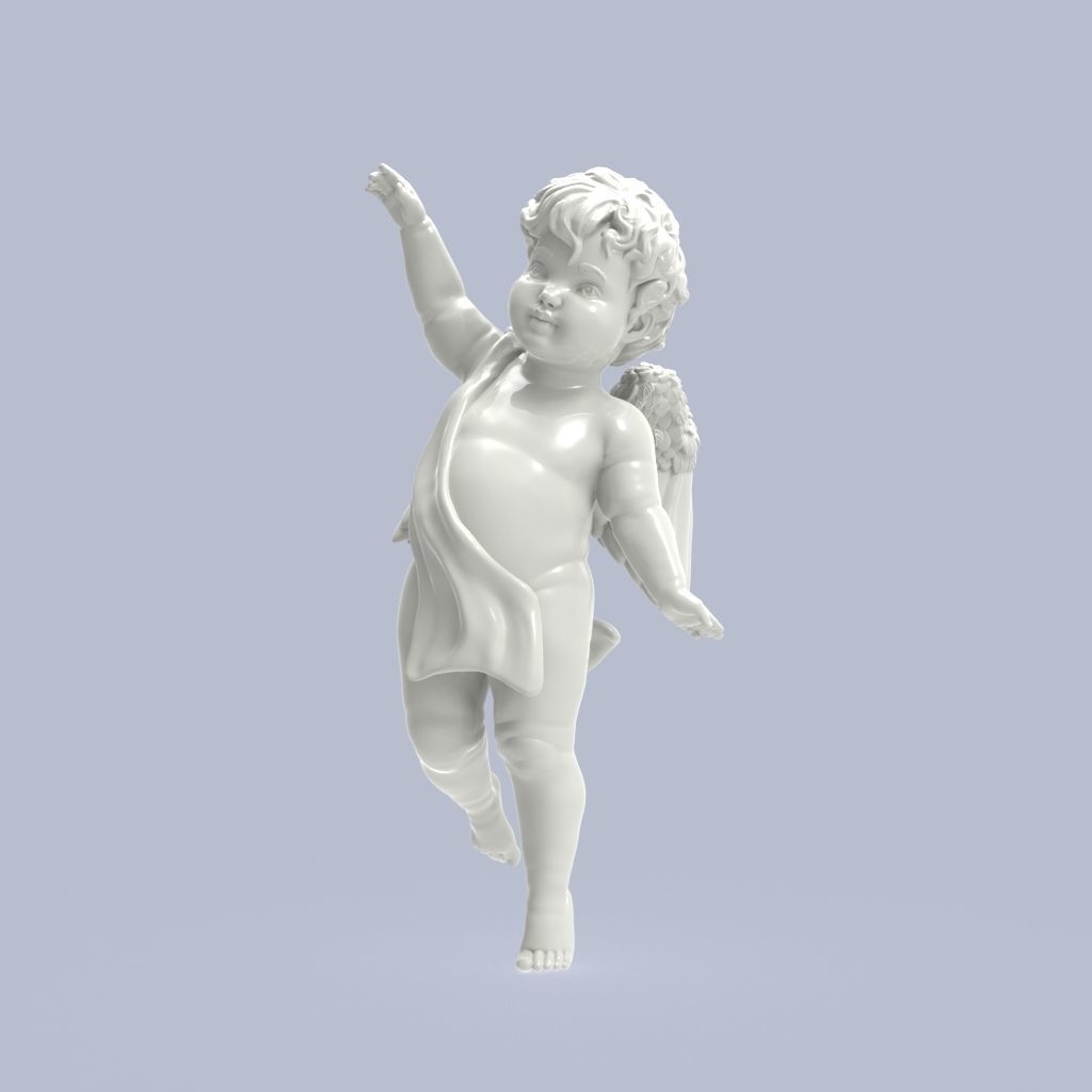 Dancing little angel with base without base 3D print model_1