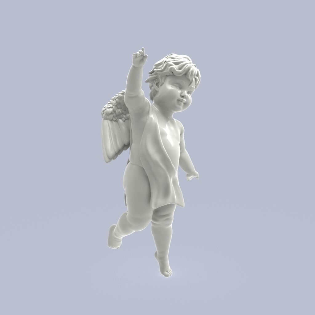 Dancing little angel with base without base 3D print model_5