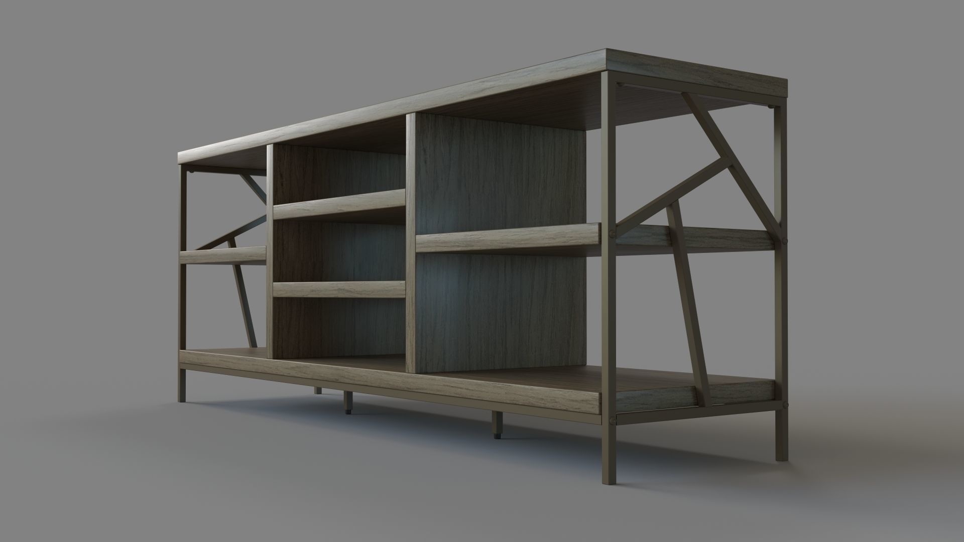 Logan Geometric Cutout Side TV Stand Brown 3D model_4