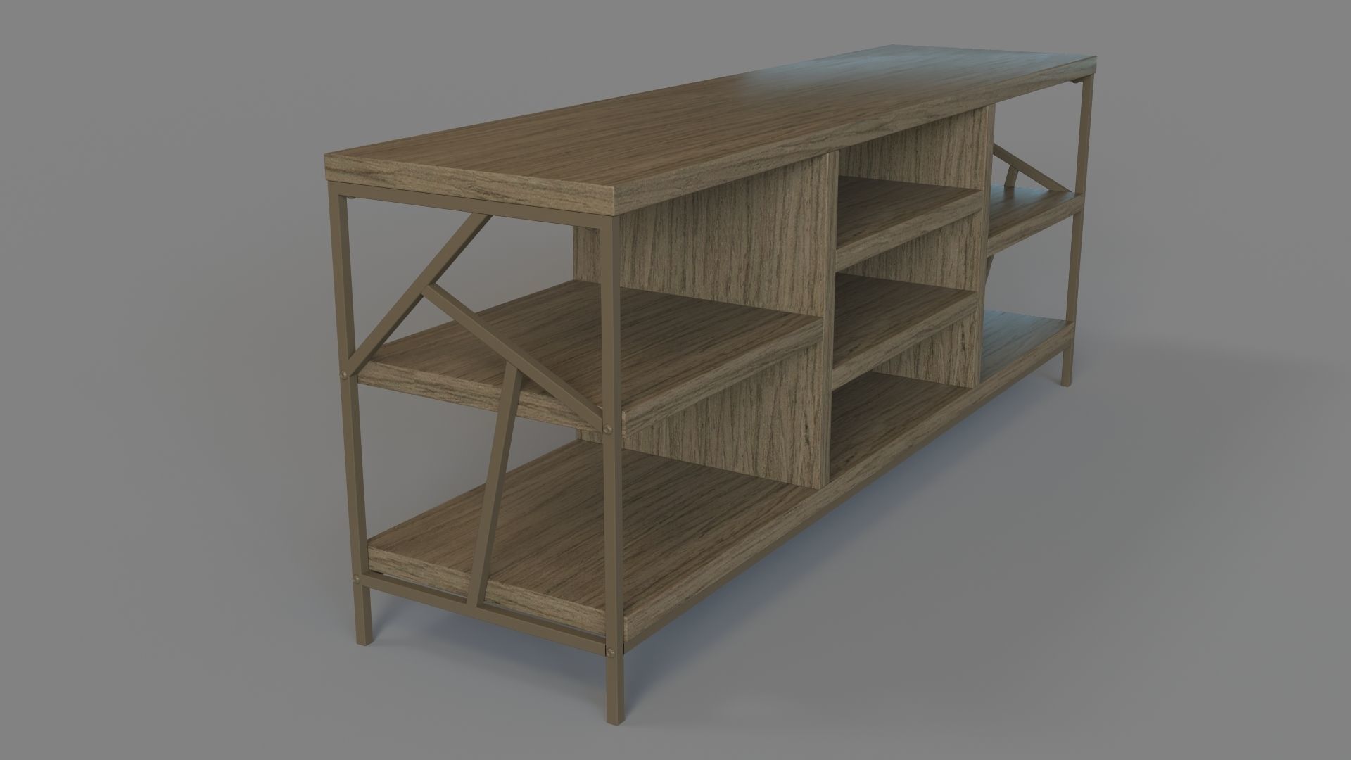 Logan Geometric Cutout Side TV Stand Brown 3D model_2