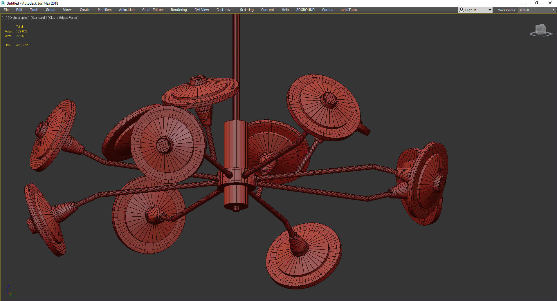 JANICA chandelier made of glass and metal Low-poly 3D model_4