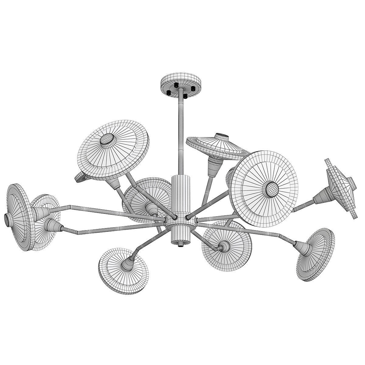 JANICA chandelier made of glass and metal Low-poly 3D model_2