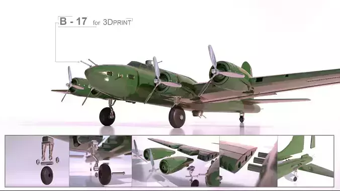 Boeing B17 for 3Dprint 3D print model