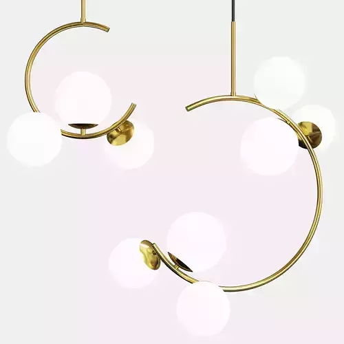 pendant light LED design gold with Shadow metal ring 6 light