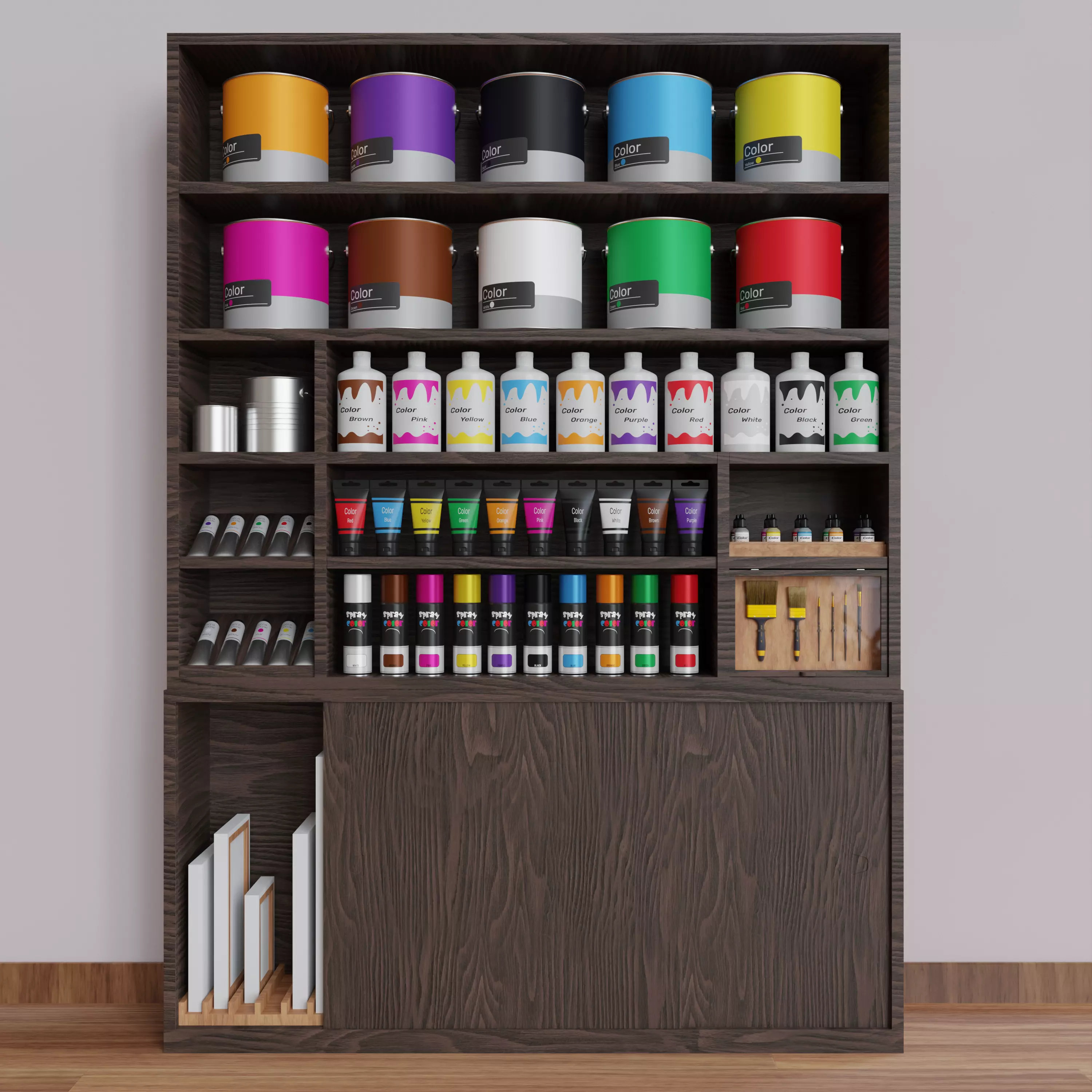 Collection Cupboard Paint Containers Deluxe Edition 3D model