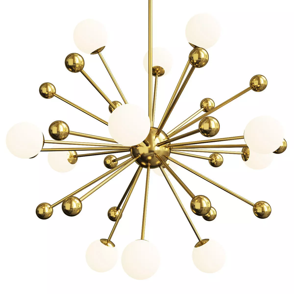 LED gold design chandelier with multiple glass balls Creative Low-poly 3D model_0