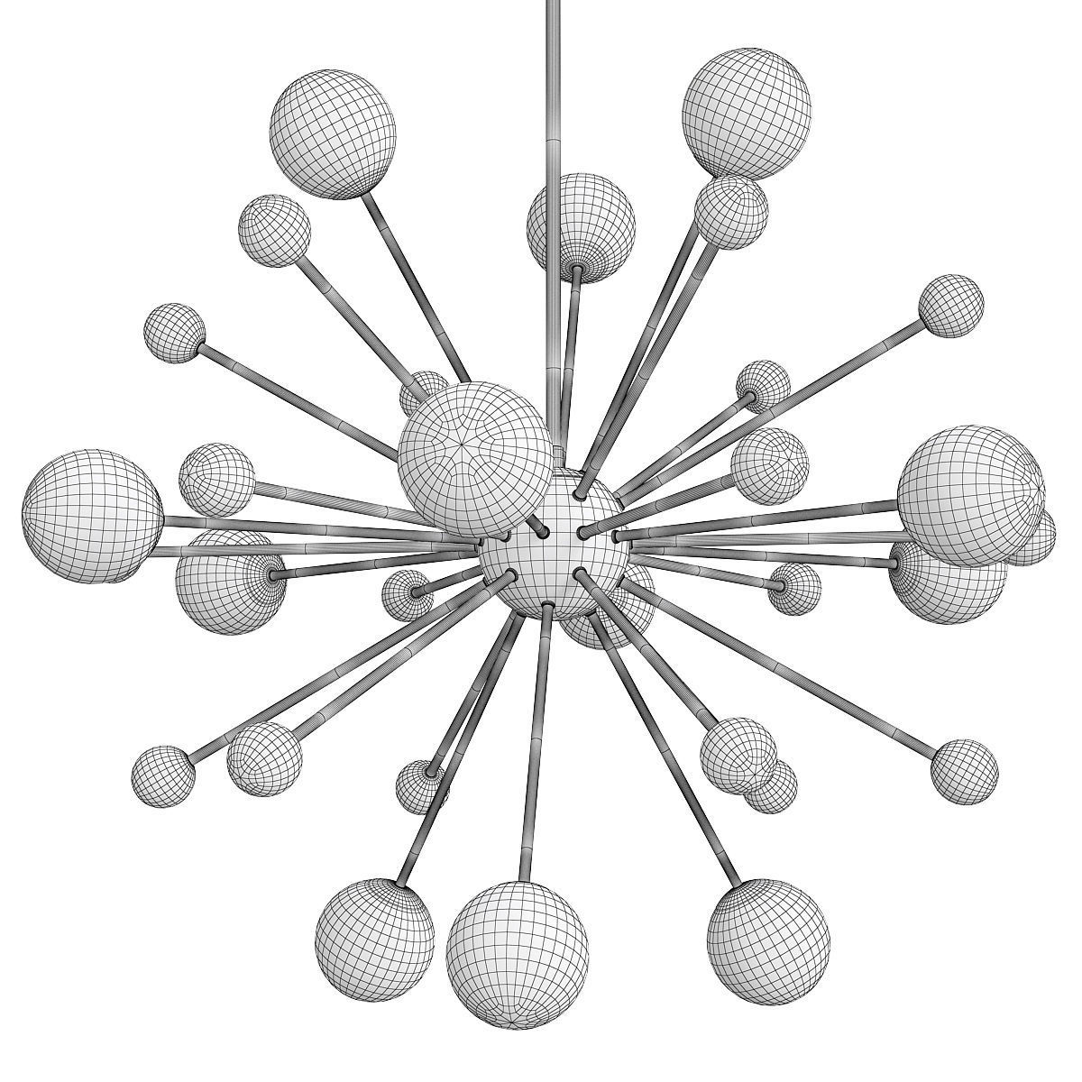 LED gold design chandelier with multiple glass balls Creative Low-poly 3D model_1