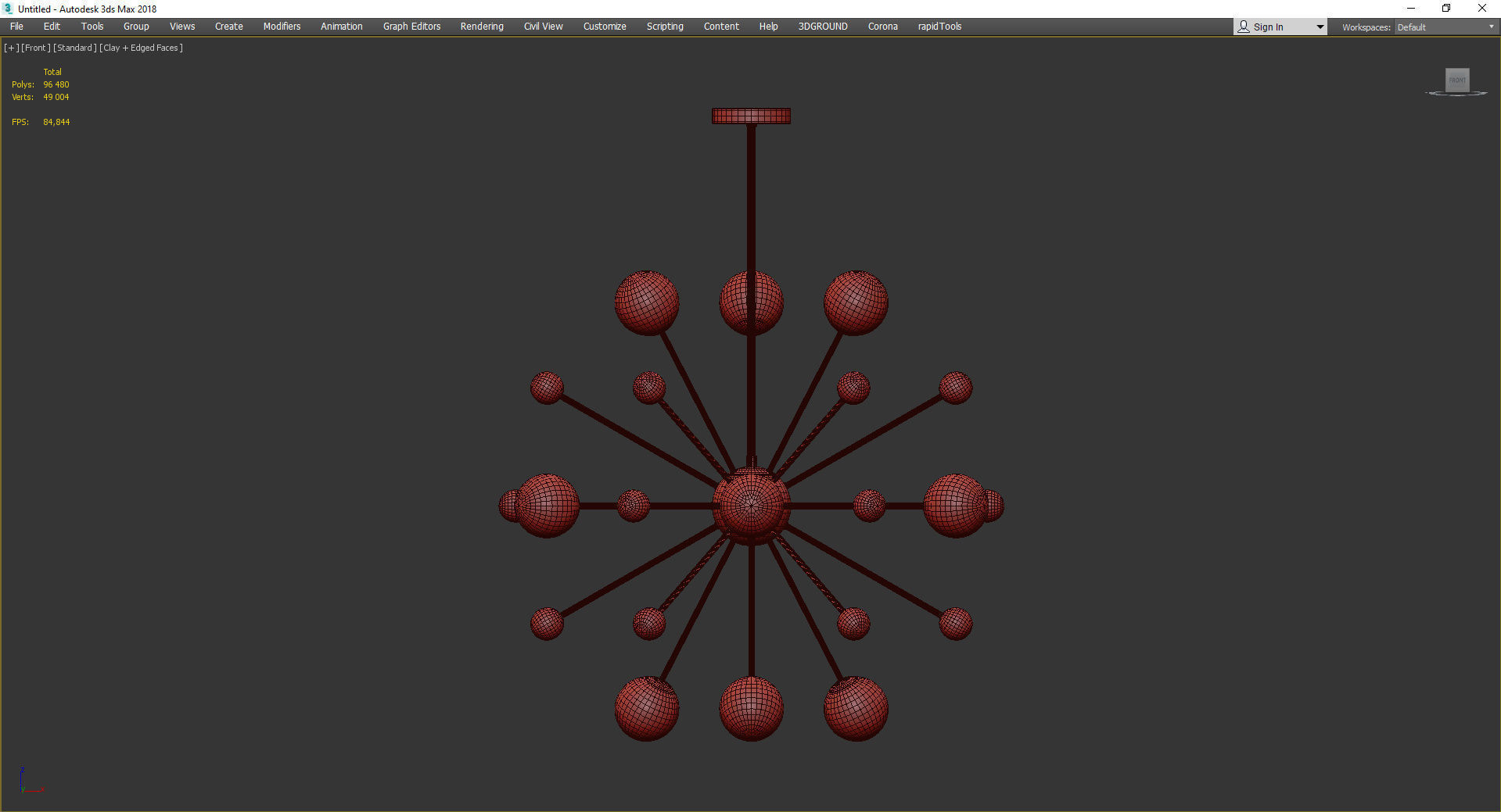 LED gold design chandelier with multiple glass balls Creative Low-poly 3D model_2