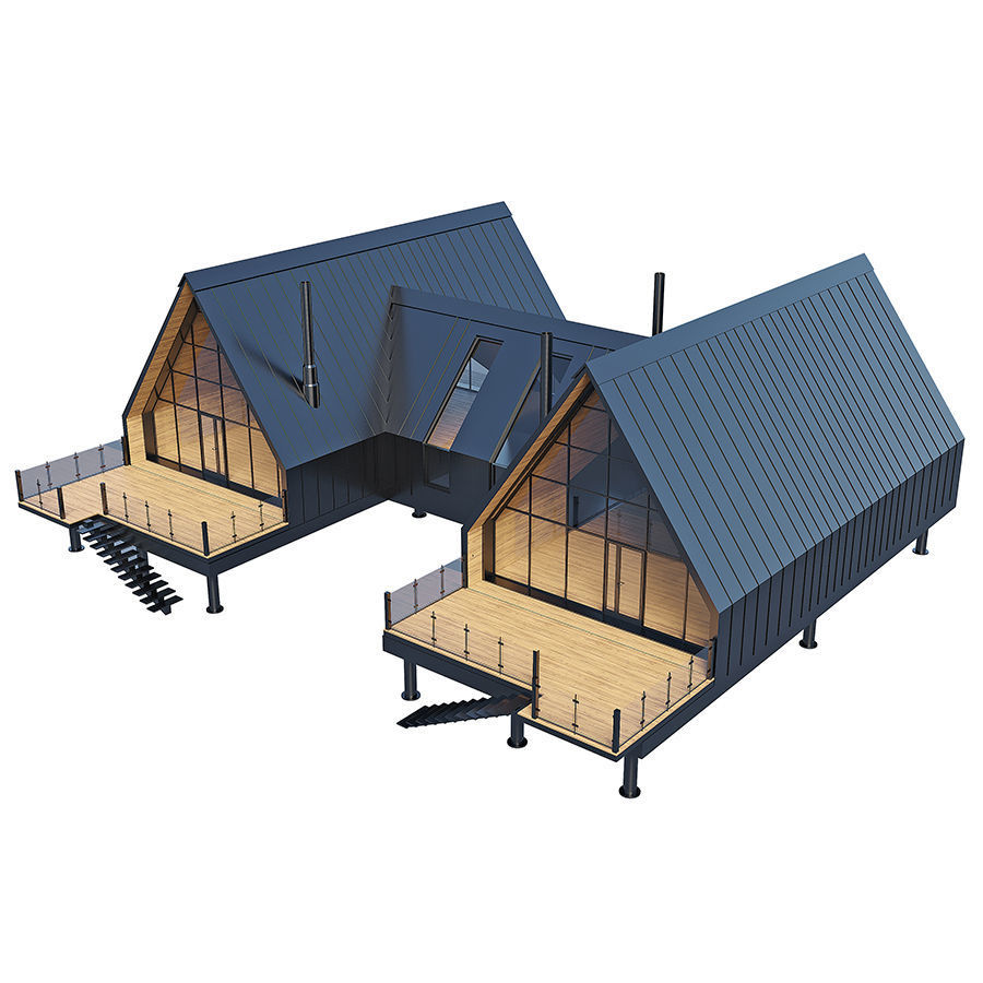 Forest Double Barnhouse 3D model_9