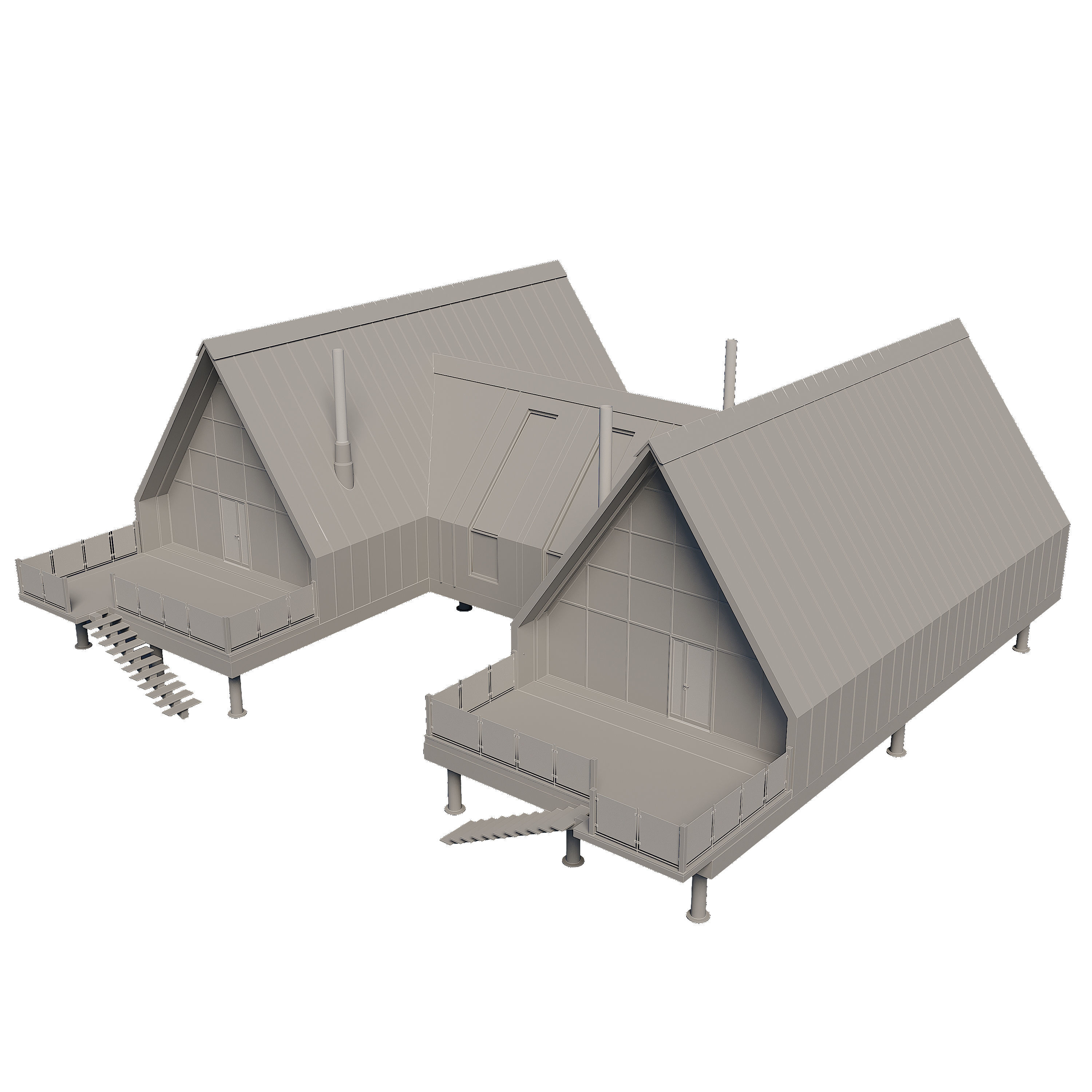 Forest Double Barnhouse 3D model_3