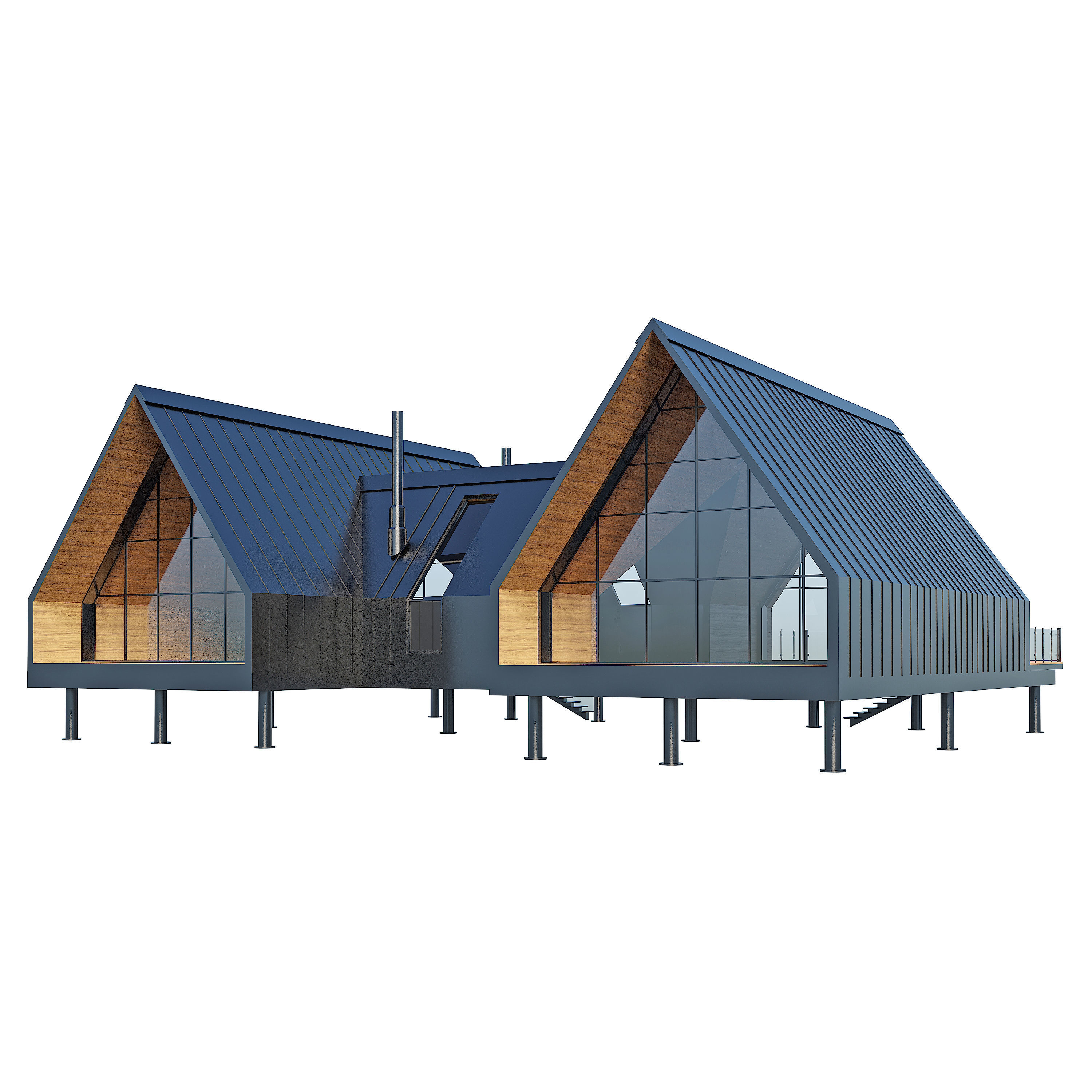 Forest Double Barnhouse 3D model_4