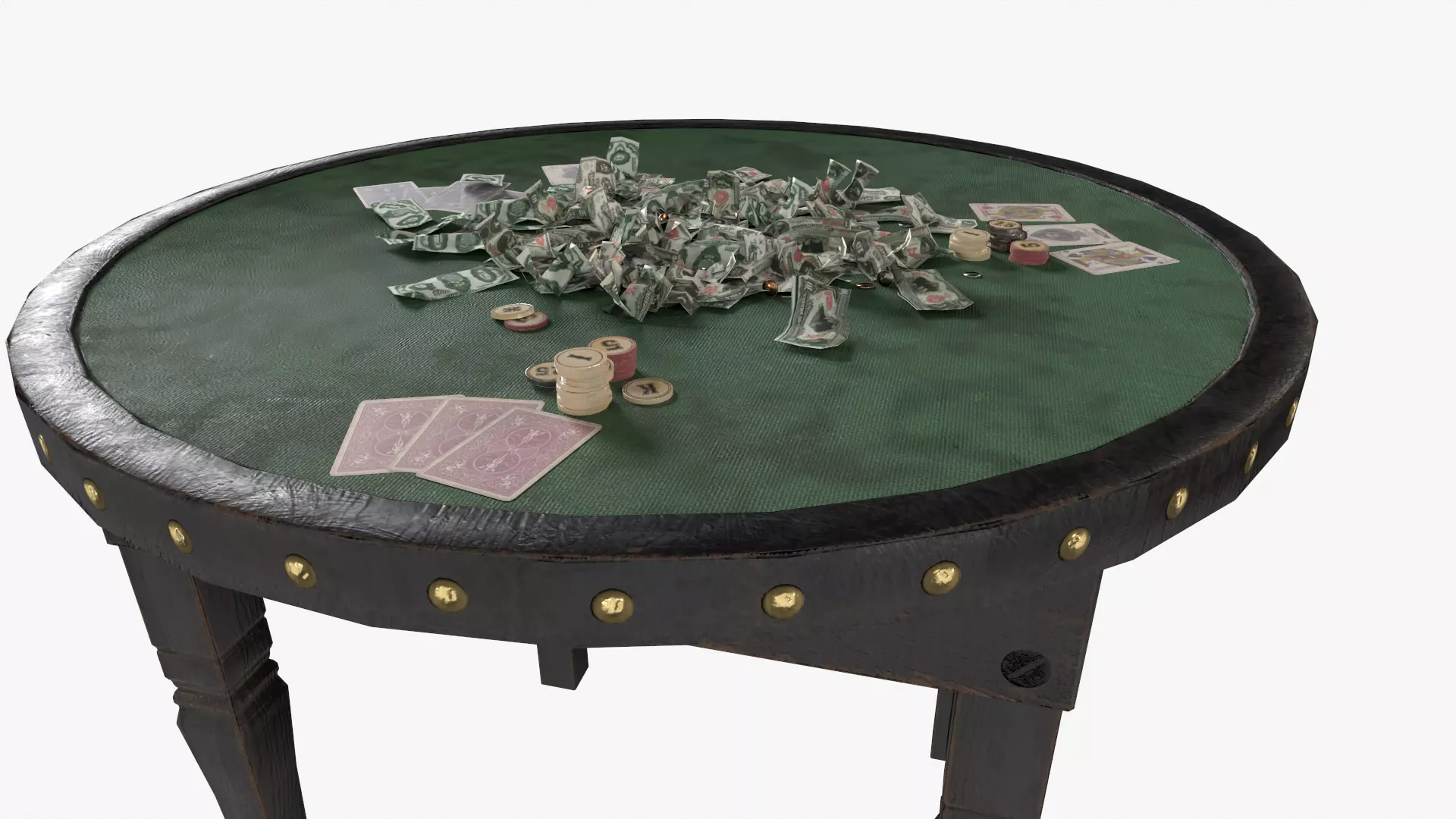 Wild West Poker Table Low-poly 3D model_0