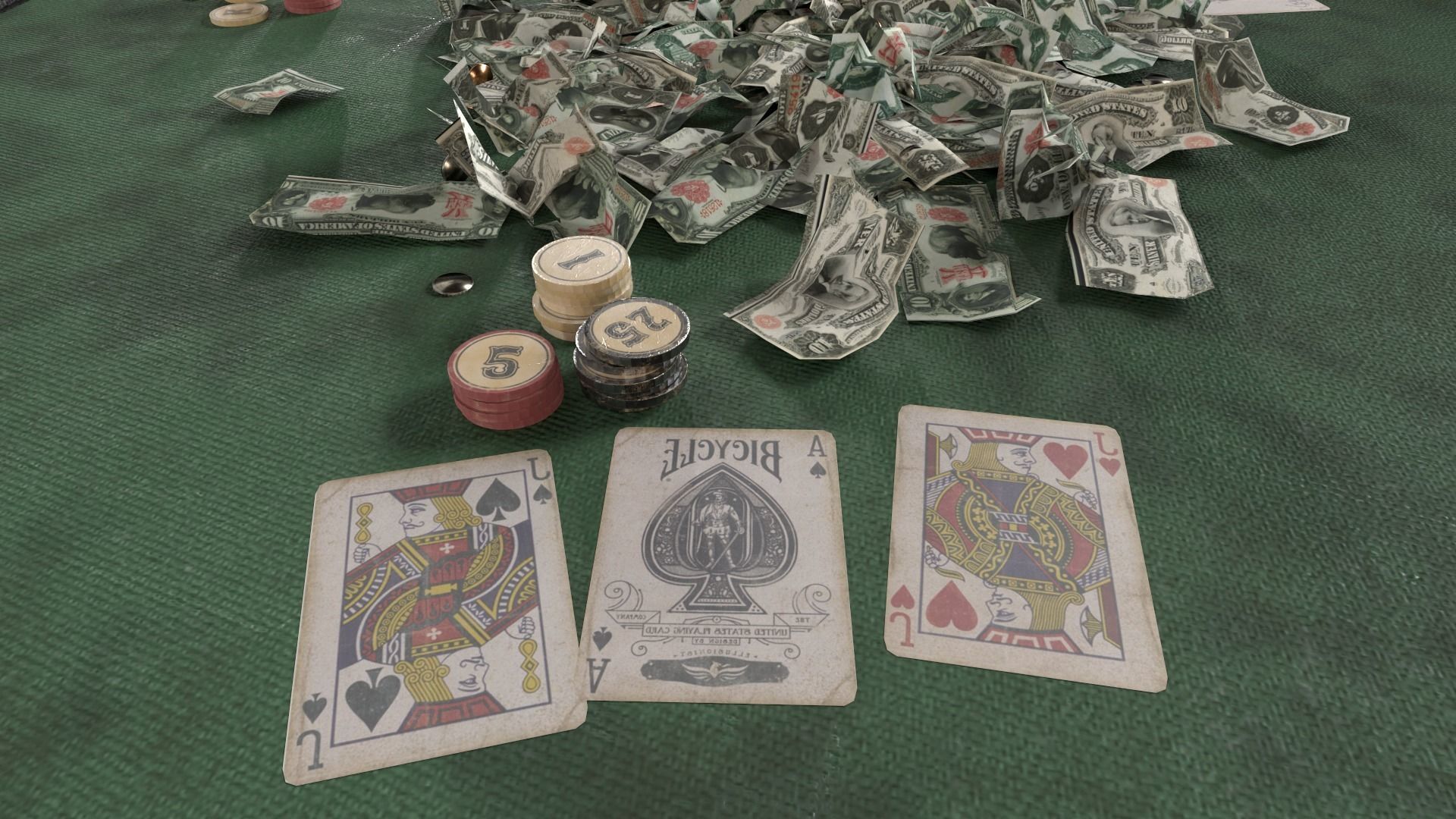 Wild West Poker Table Low-poly 3D model_4