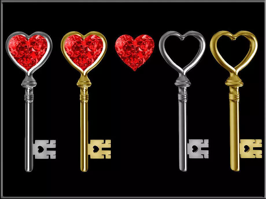 Heart Key Low-poly 3D model