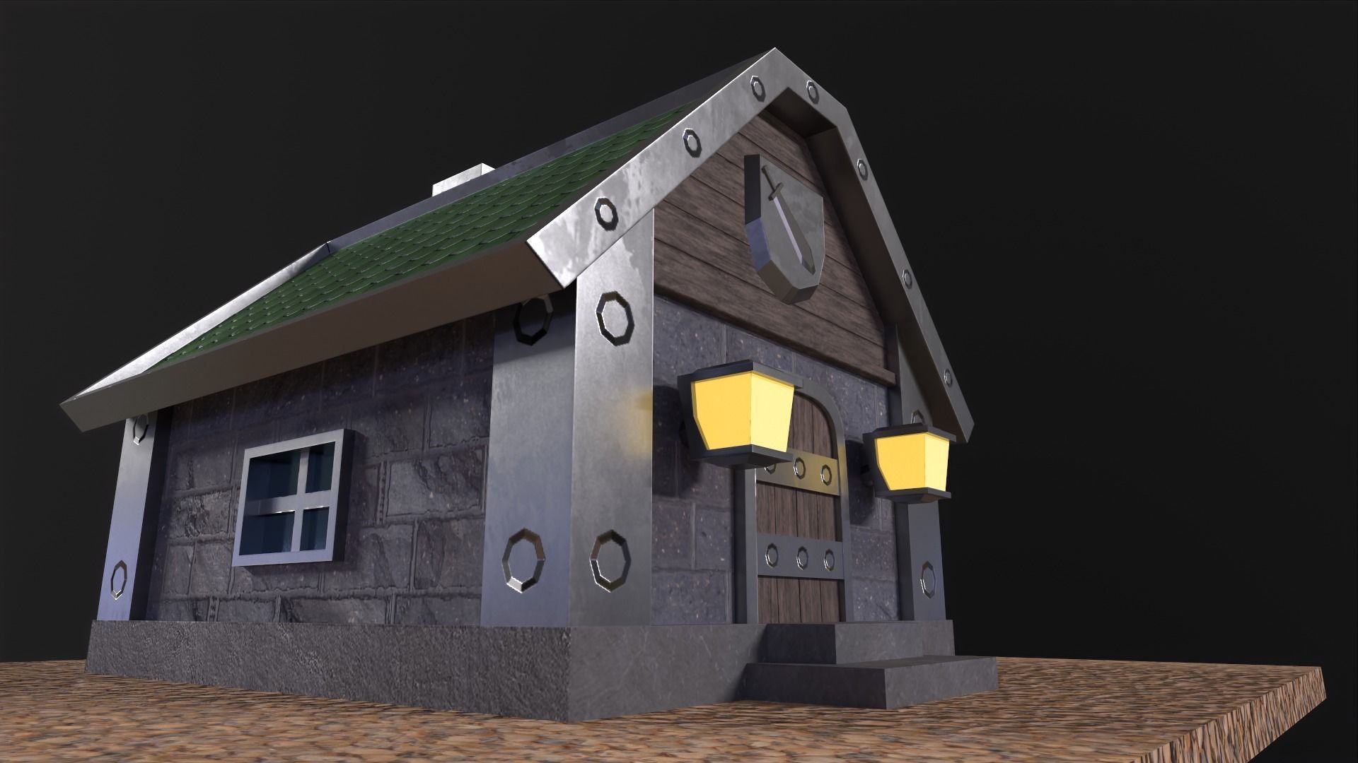 Little Iron House PBR Low-poly 3D model_10