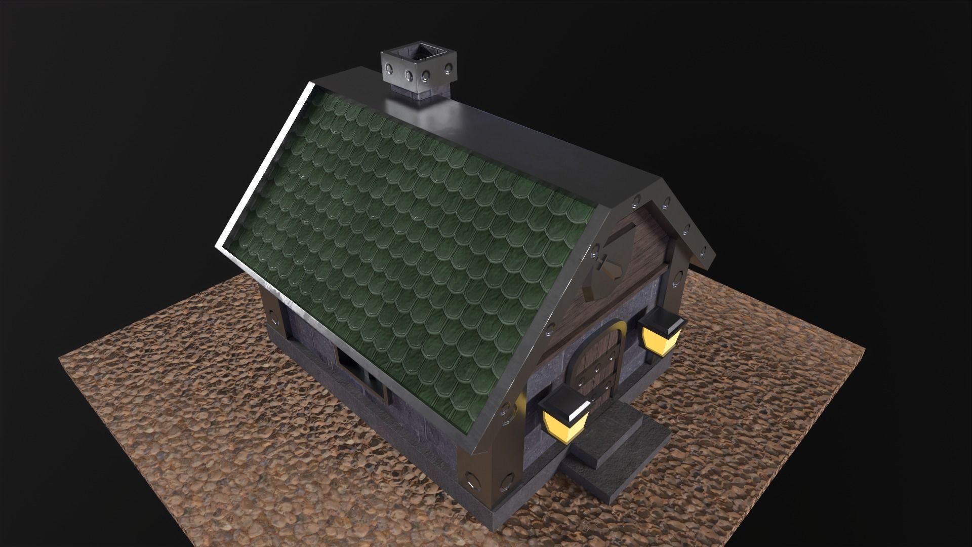 Little Iron House PBR Low-poly 3D model_3