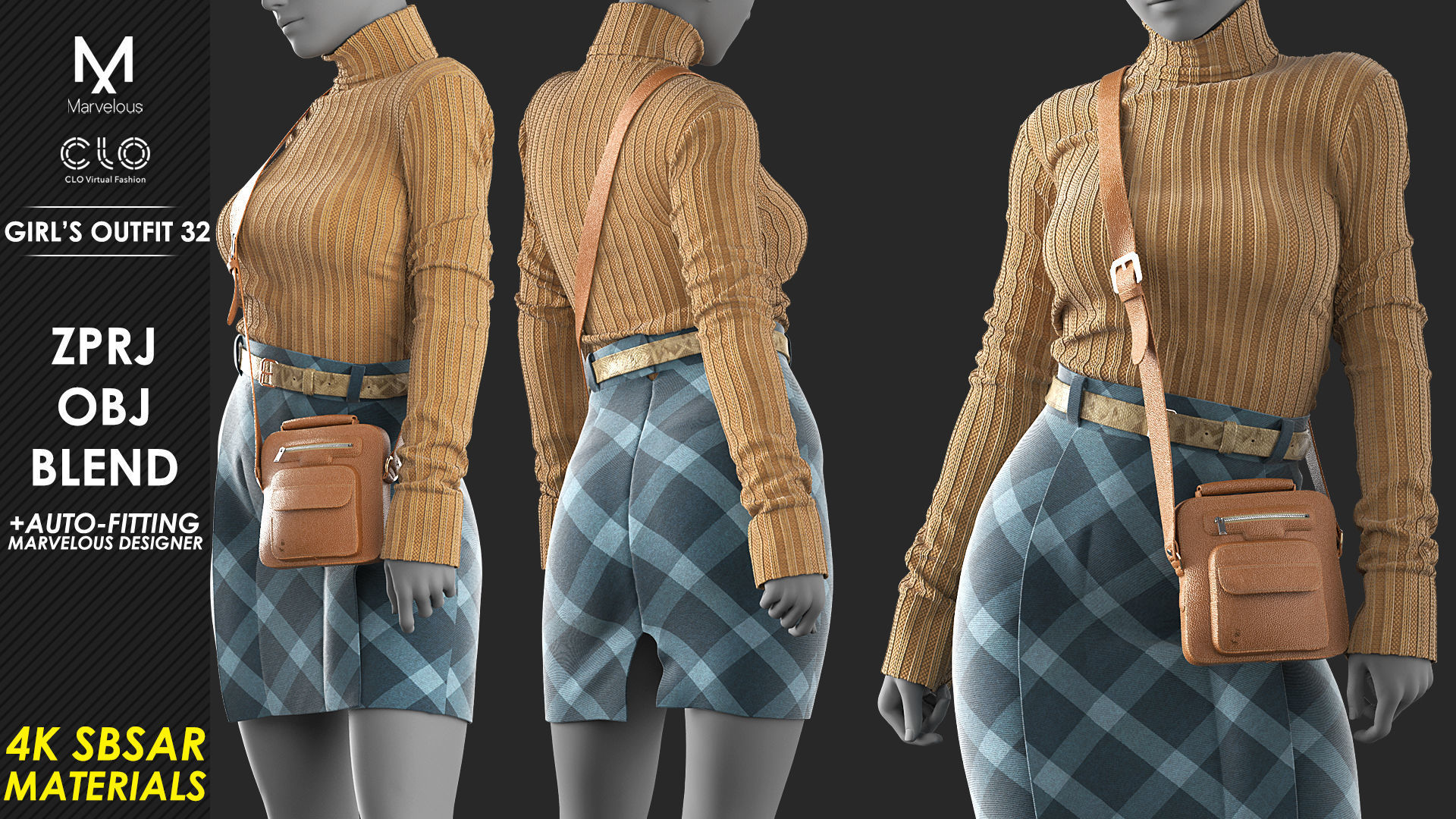 Girls Outfit 32 - Marvelous Designer 3D model_9
