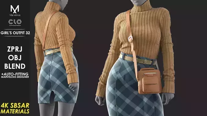 Girls Outfit 32 - Marvelous Designer 3D model