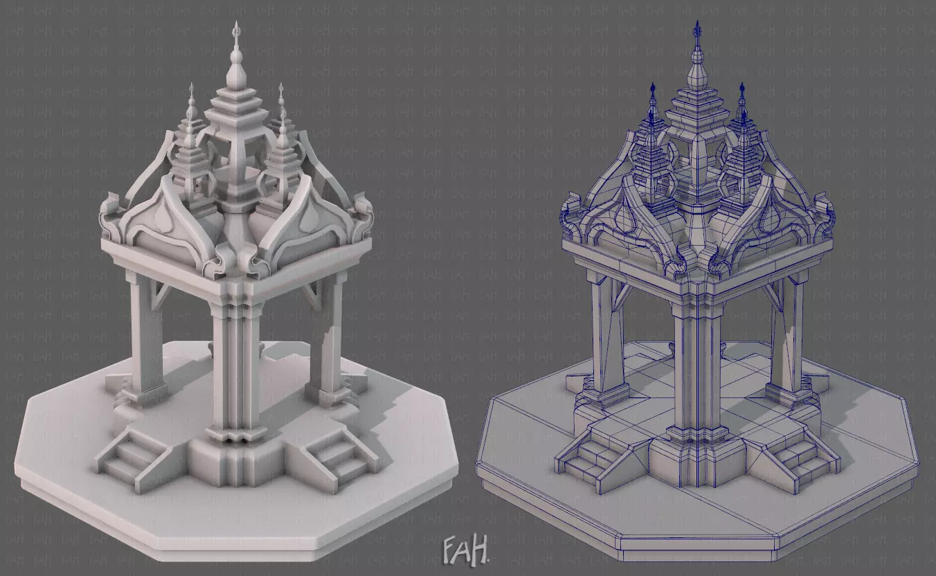 Pagoda V08 Low-poly 3D model