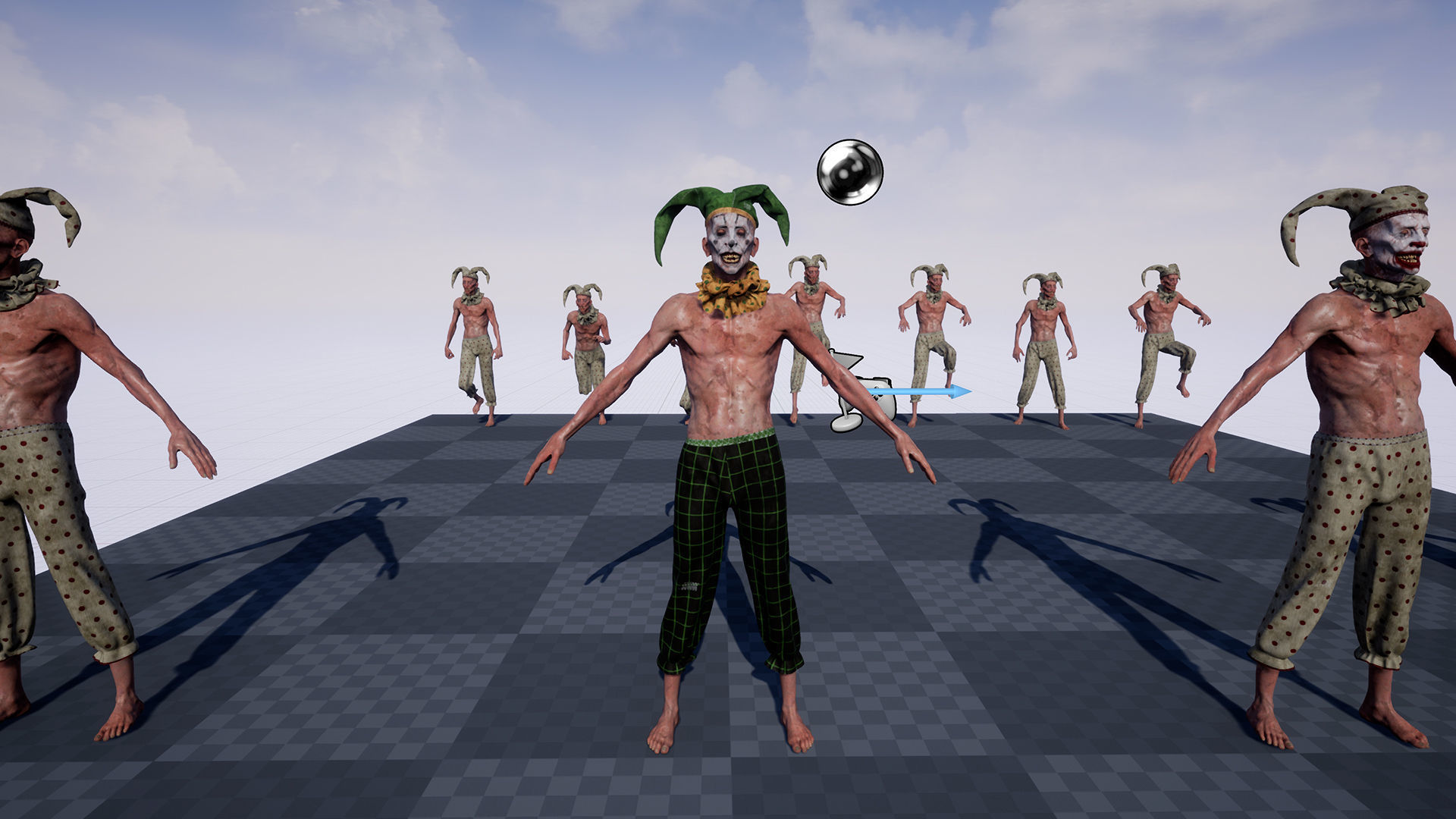 Scary Clown for horror games Low-poly 3D model_17